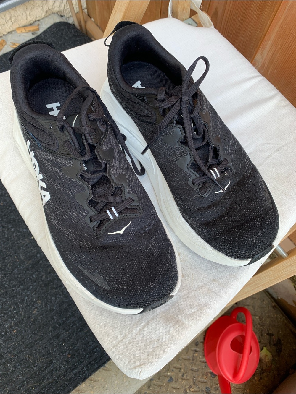 Hoka Women’s Black and White Cushioned Running Shoes